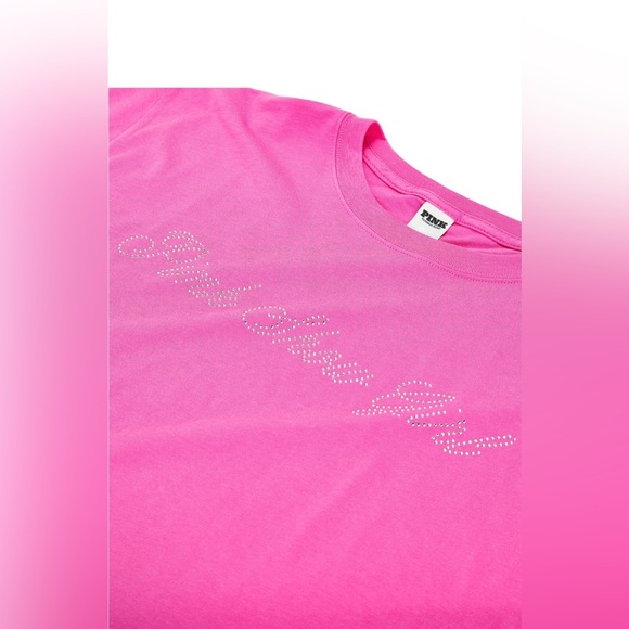NWT Women’s Victoria Secret PINK Bling Campus Cotton Tee XL - Picture 5 of 6